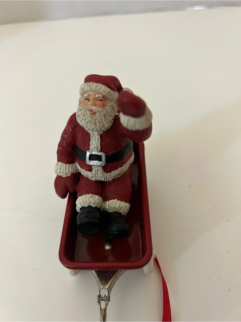 VERY RARE! Vintage 1999 Waving Santa Red Radio Flyer Wagon Toy Holiday Figurine